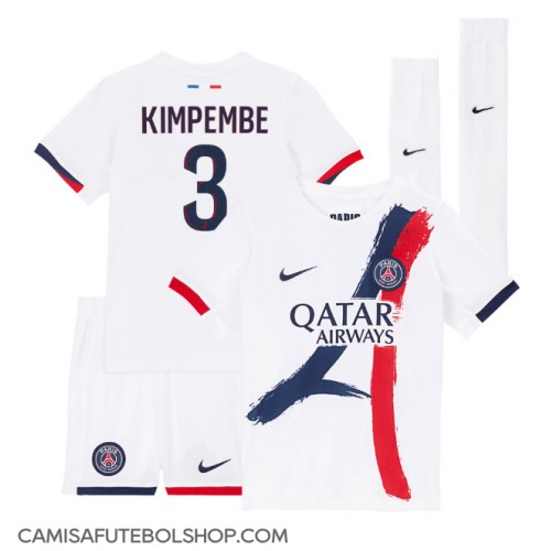 Camisa de time de futebol Paris Saint-Germain Presnel Kimpembe #3 Replicas 2º Equipamento Infantil 2024-25 Manga Curta (+ Calças curtas)